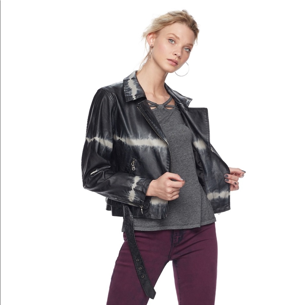 Rock & Republic Tie-Die Faux Leather Moto Jacket - Picture 3 of 3